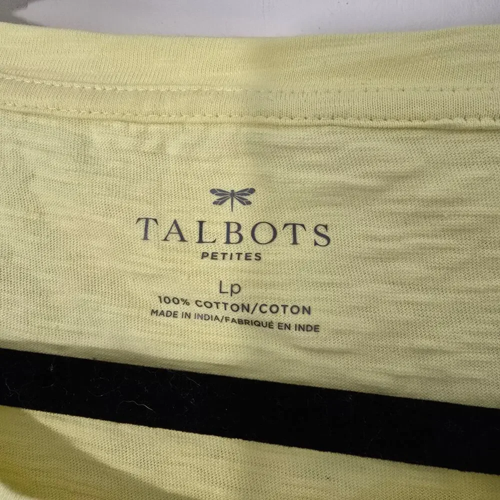 Talbots Petite Sequin Flamingo Tee Shirt Yellow Casual Beach Vacation Size LP - Picture 4 of 8